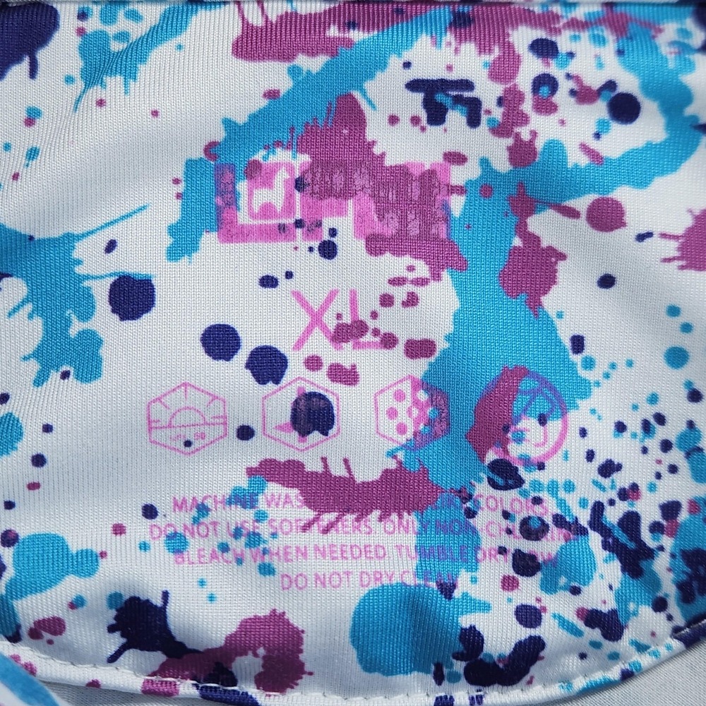 Lofty Llama Polo Mens XL Multicolor Paint Splatter Golf Performance Stretch - Picture 2 of 11